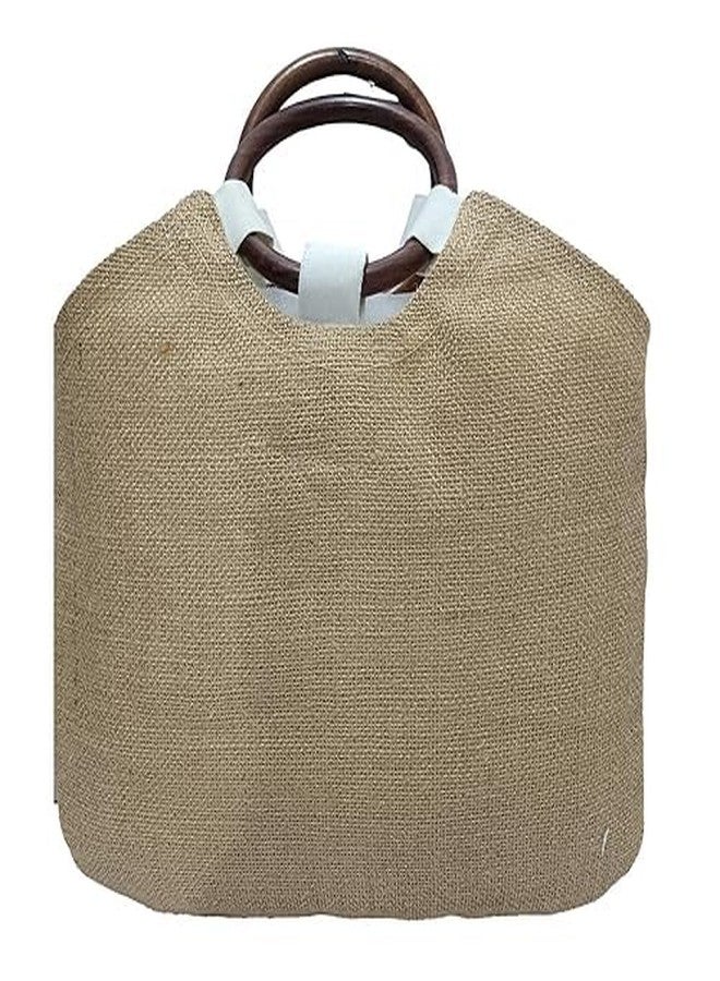 athizay handbags wooden handles Bags with Handcrafted Bow Detail hand carry artistic wristlets bags for women (Golden White Jute, Silky Creamy, Pink, Multi-Color) - Image 2